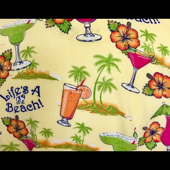 2 Vintage Big Dog Hawaiian Drinking Shirts Sz Med - Picture 10 of 16